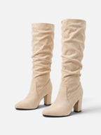 Bottes Suédine Femme Slouchy Talon Bloc
