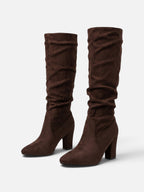 Bottes Suédine Femme Slouchy Talon Bloc