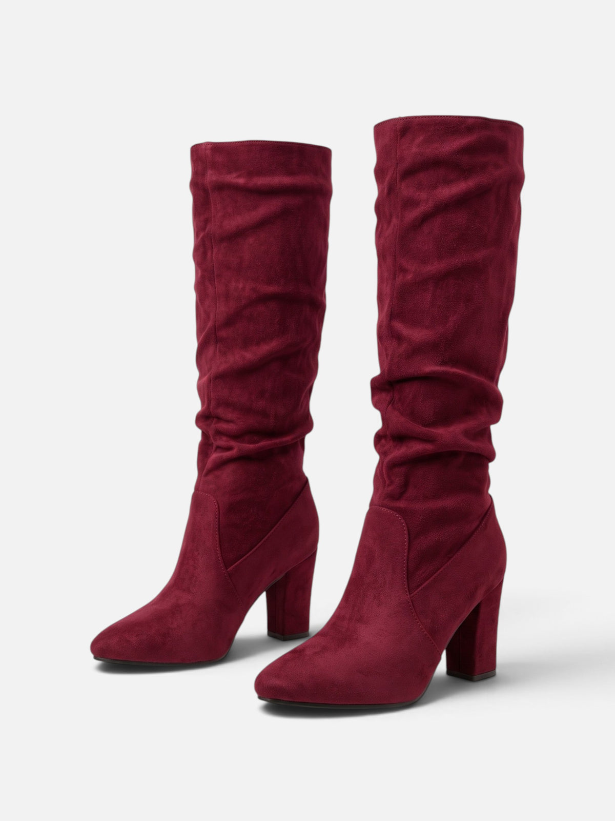 Bottes Suédine Femme Slouchy Talon Bloc