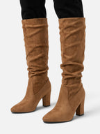 Bottes Suédine Femme Slouchy Talon Bloc