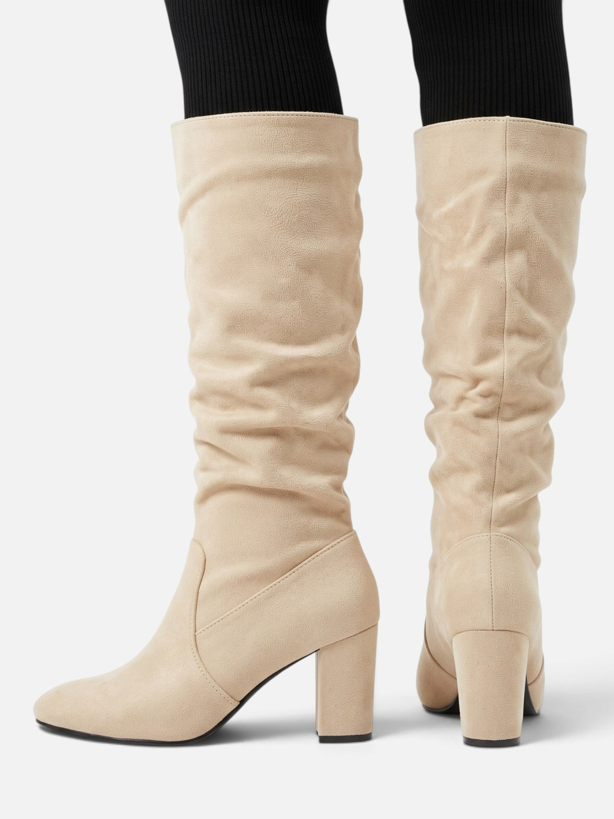 Bottes Suédine Femme Slouchy Talon Bloc