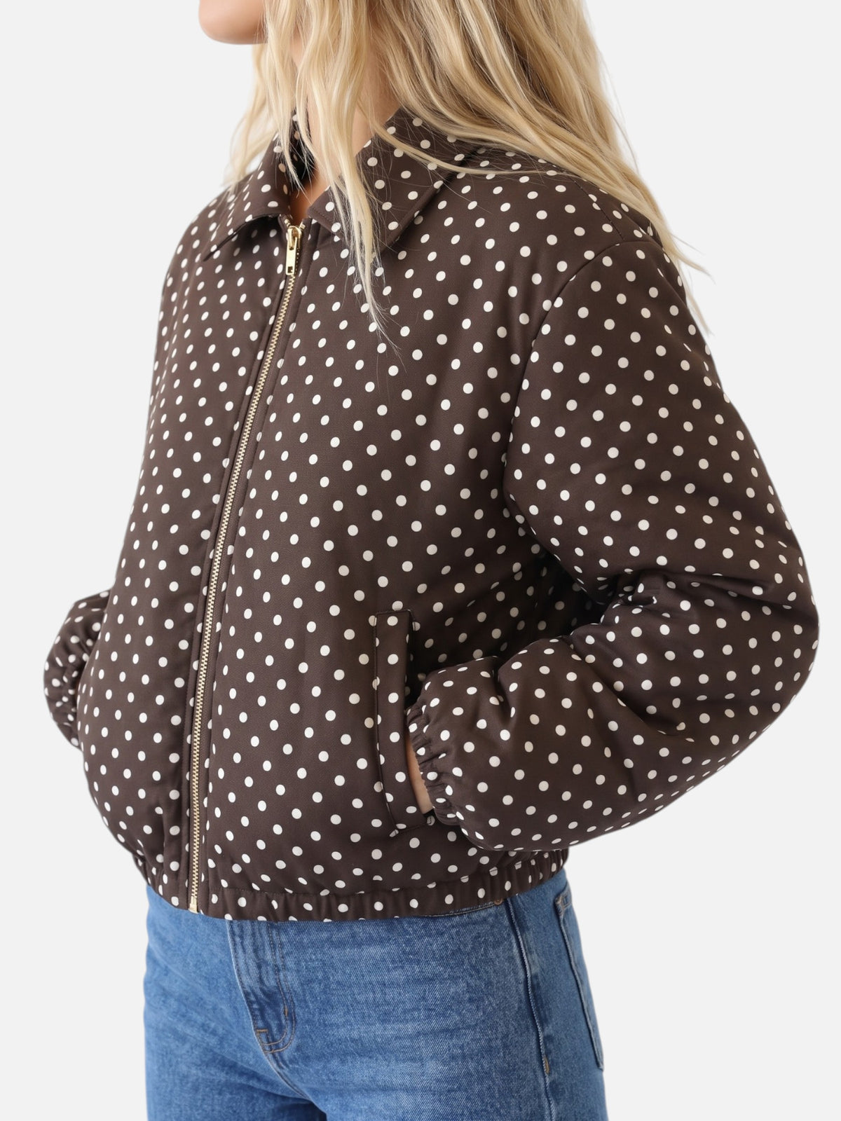 Blouson Bombardier Femme Court à Pois