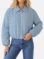 Blouson Bombardier Femme Court à Pois