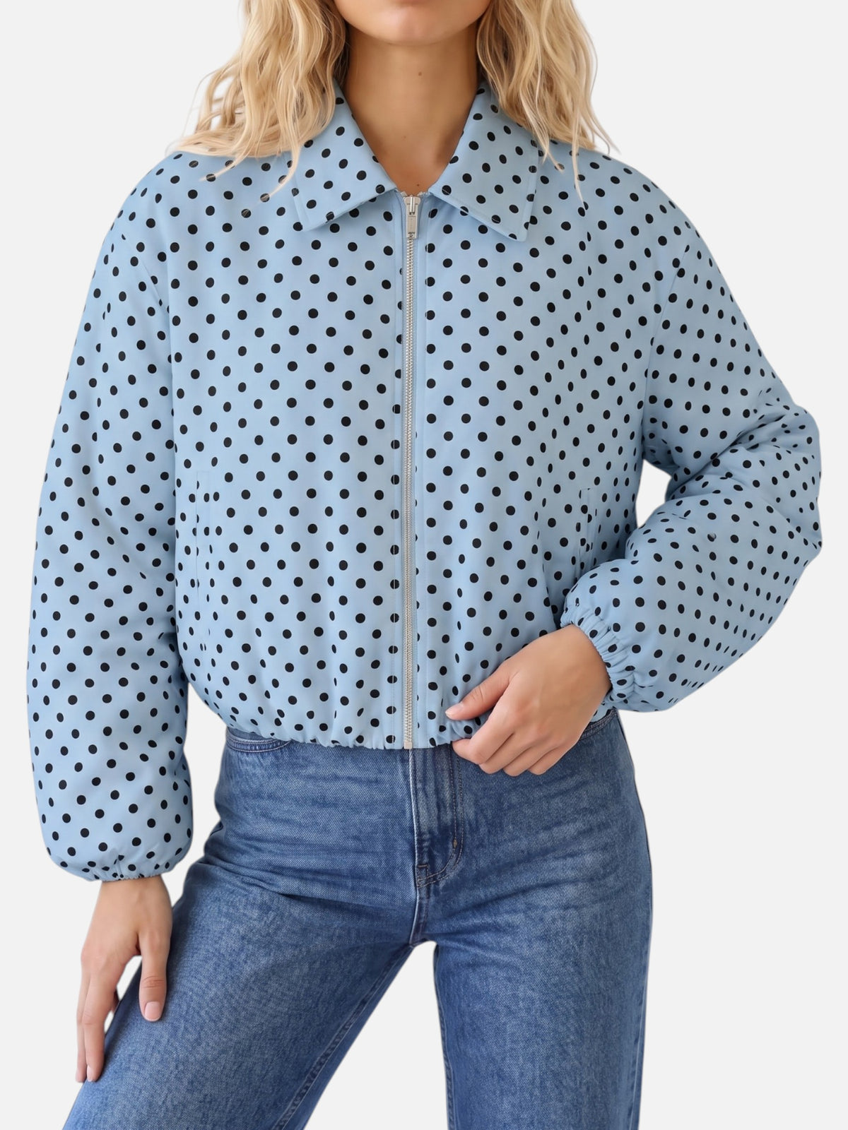 Blouson Bombardier Femme Court à Pois