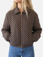 Blouson Bombardier Femme Court à Pois