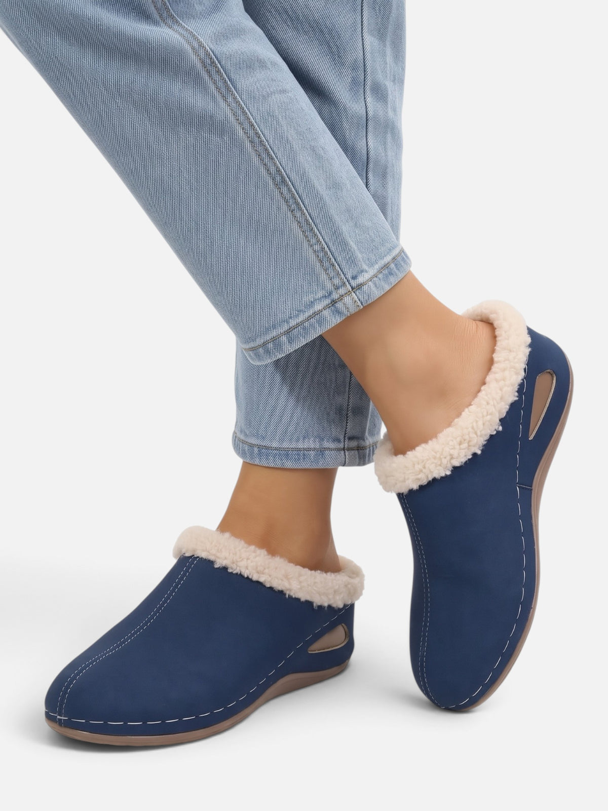 Chaussons Mules Femme Fausse Fourrure