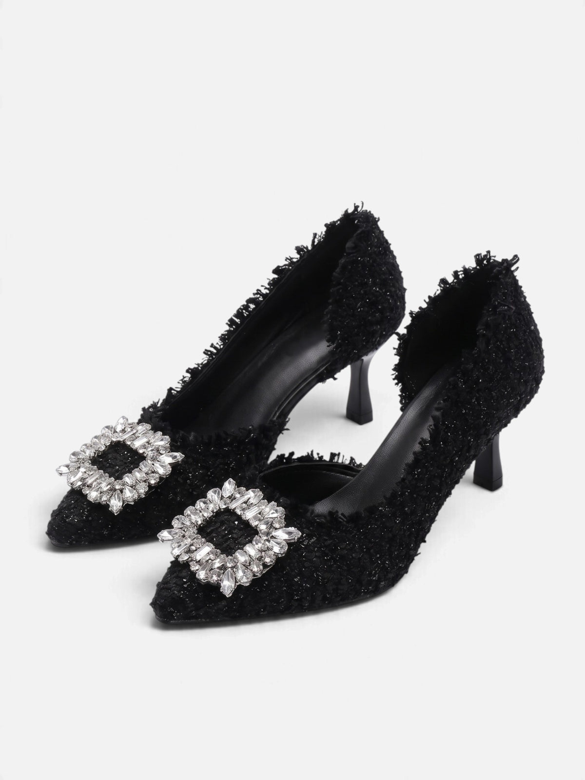 Women’s Tweed Diamante Buckle Heels