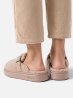 Chaussons Femme Plateforme Peluche à Boucle