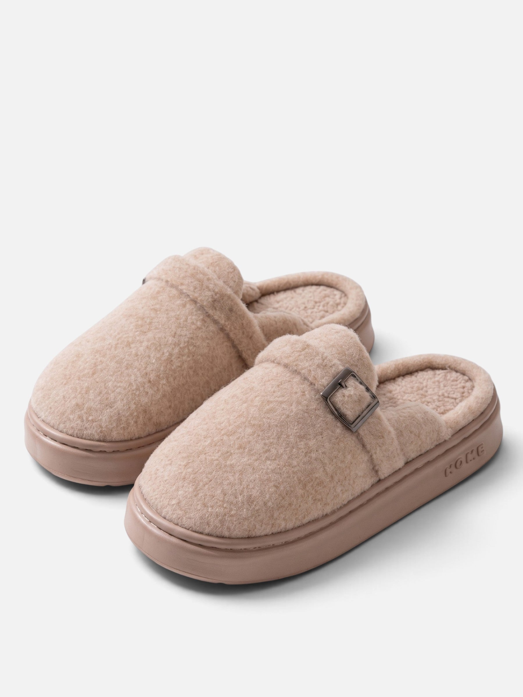Chaussons Femme Plateforme Peluche à Boucle