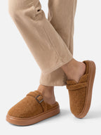 Chaussons Femme Plateforme Peluche à Boucle