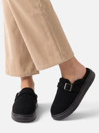 Chaussons Femme Plateforme Peluche à Boucle