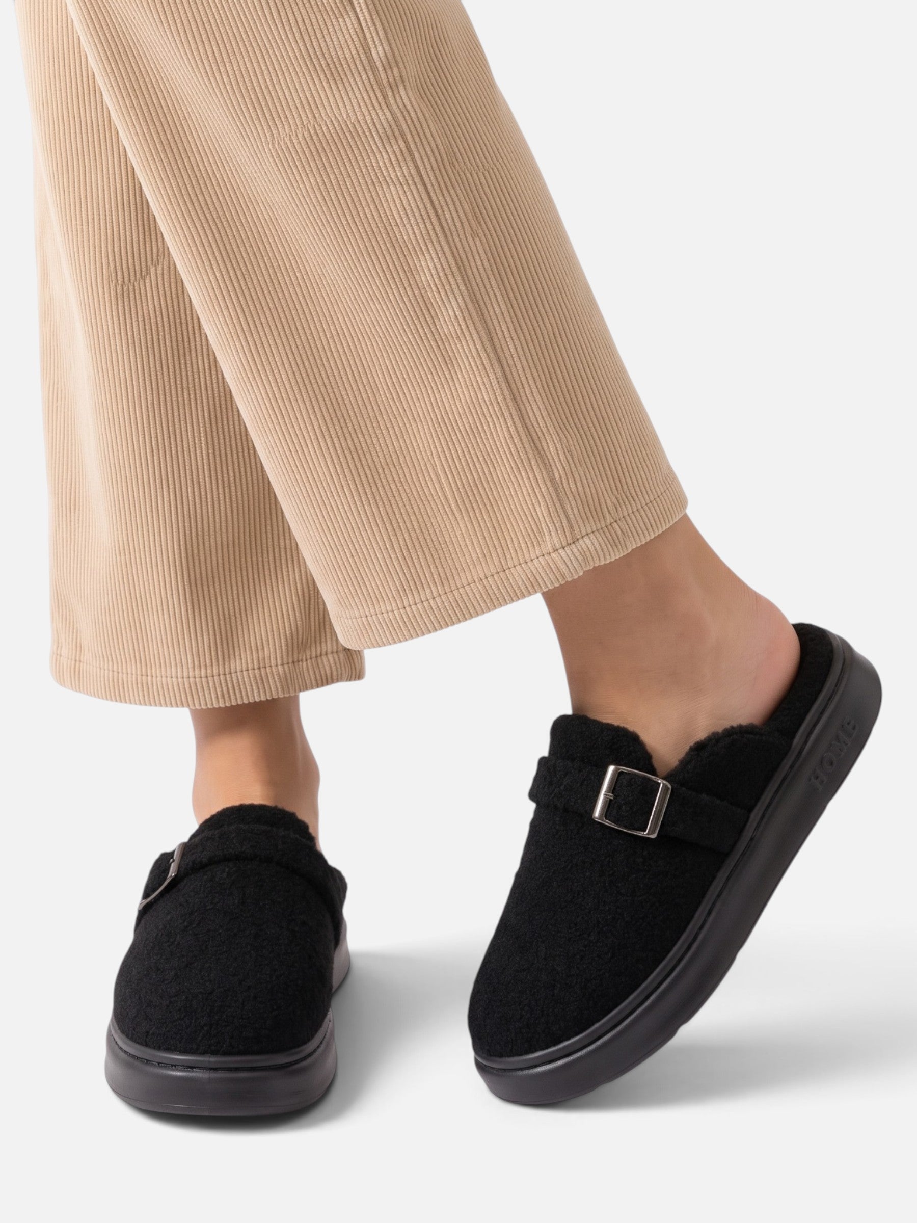 Chaussons Femme Plateforme Peluche à Boucle