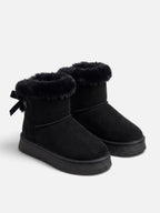 Bottines Femme Fourrées Suédine à Noeud