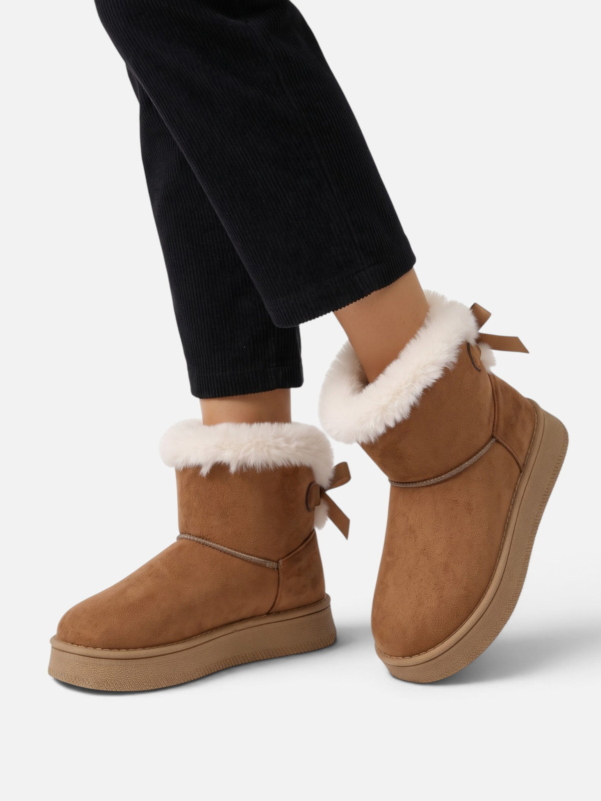 Bottines Femme Fourrées Suédine à Noeud