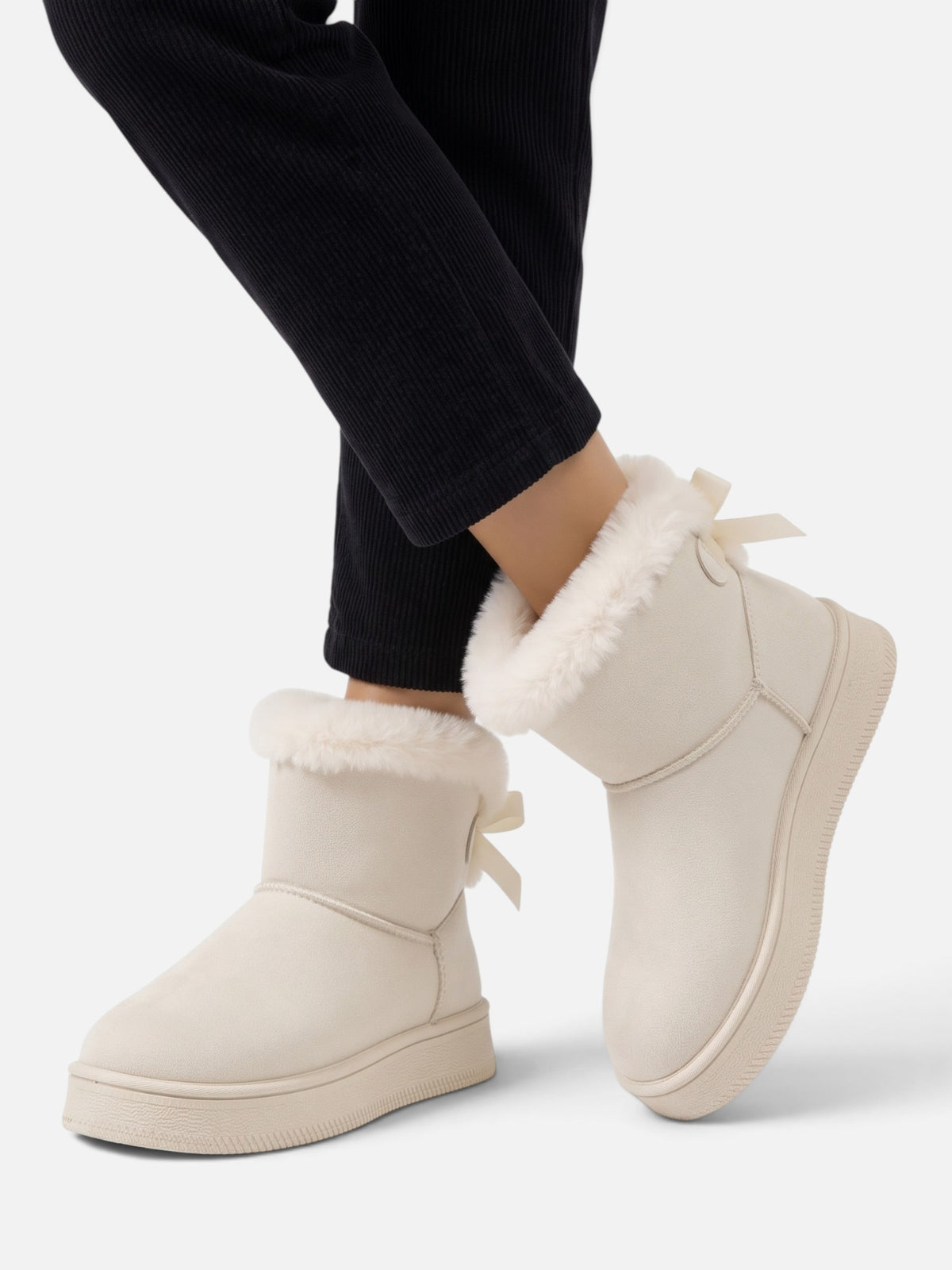 Bottines Femme Fourrées Suédine à Noeud
