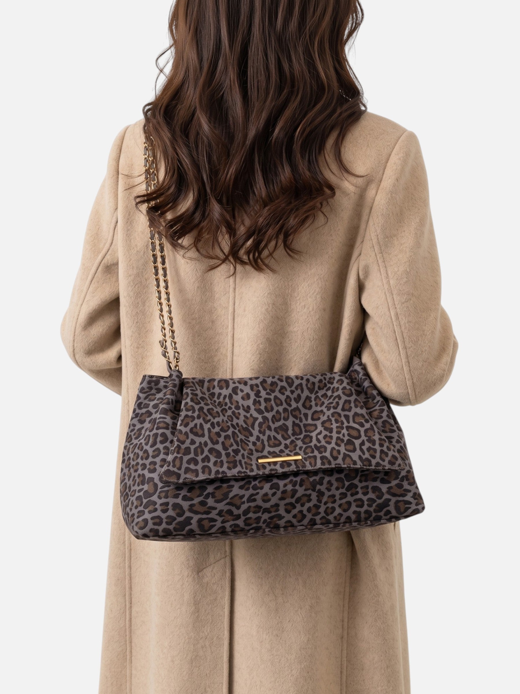 Sac Porté Épaule Femme Imprimé Léopard à Chaîne