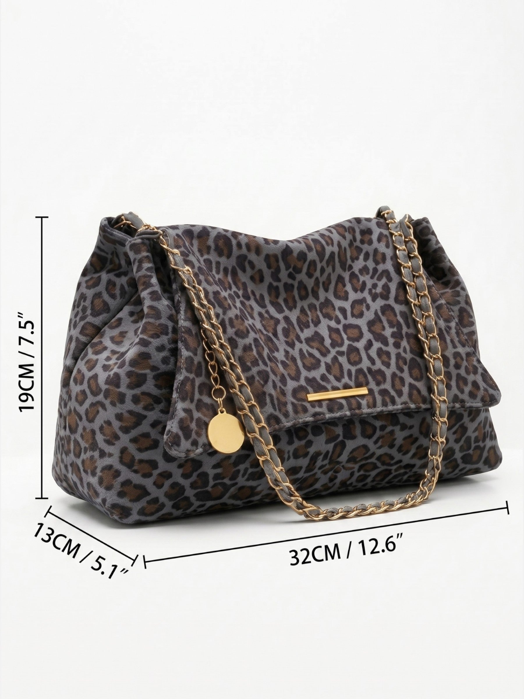 Sac Porté Épaule Femme Imprimé Léopard à Chaîne