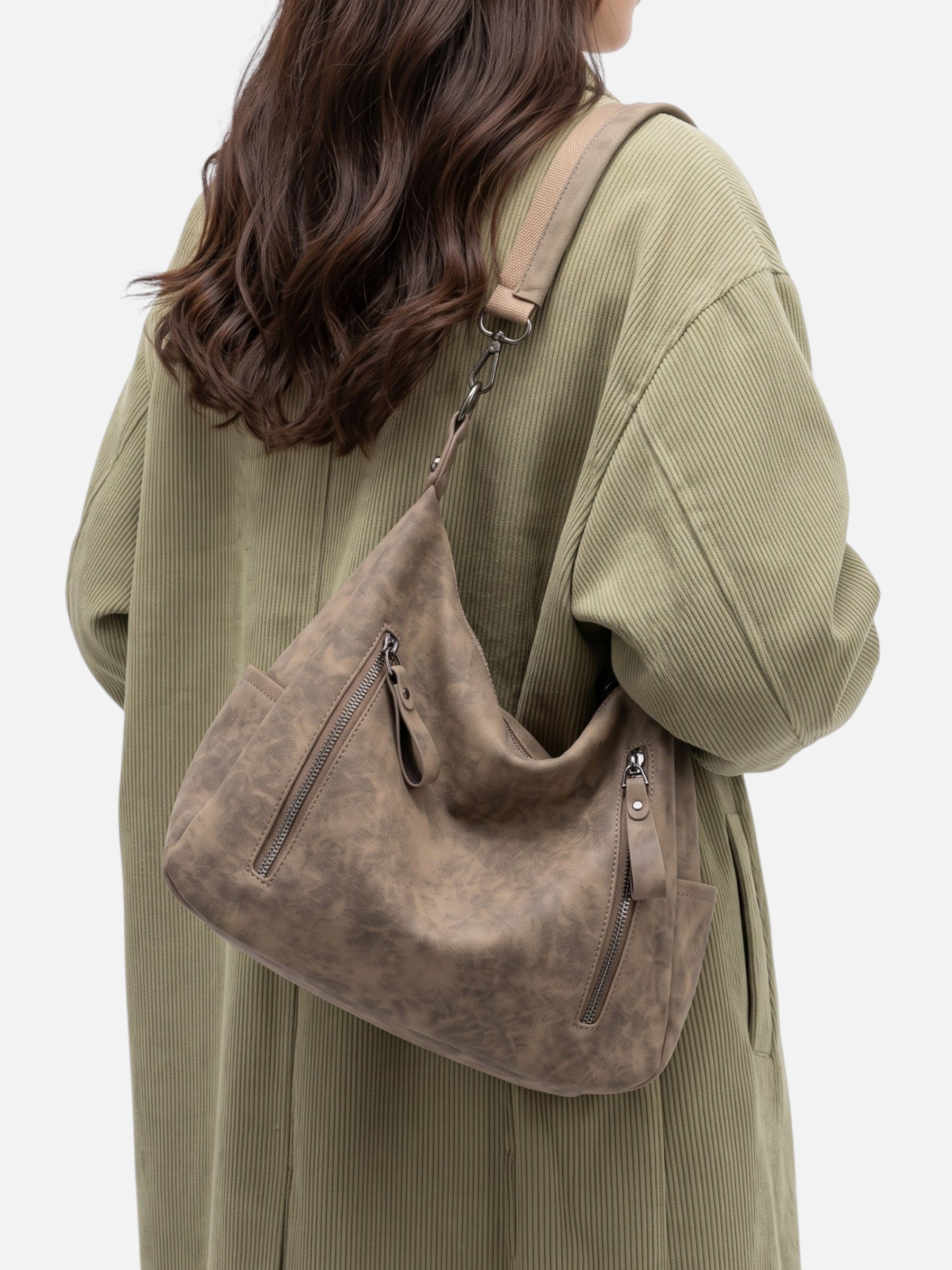 Sac Hobo Femme Multi-Poches Simili Cuir