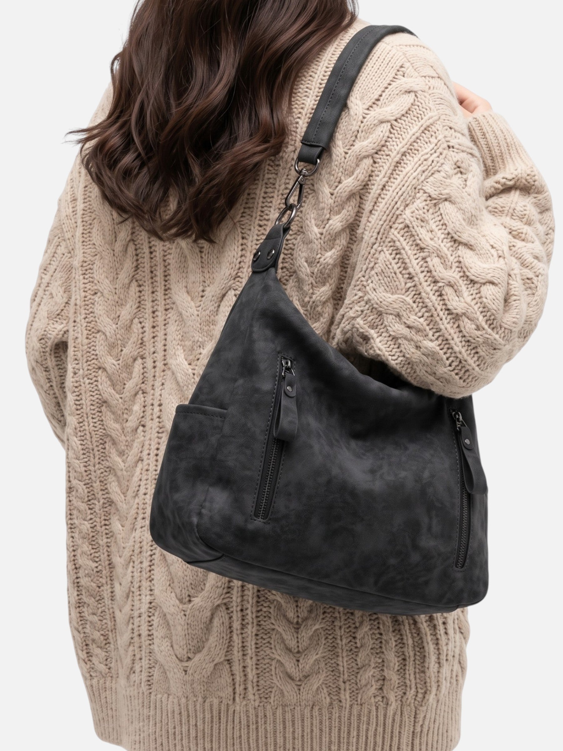 Sac Hobo Femme Multi-Poches Simili Cuir