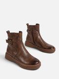 Bottines Femme Cuir Boucle Semelle Épaisse