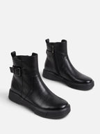 Bottines Femme Cuir Boucle Semelle Épaisse