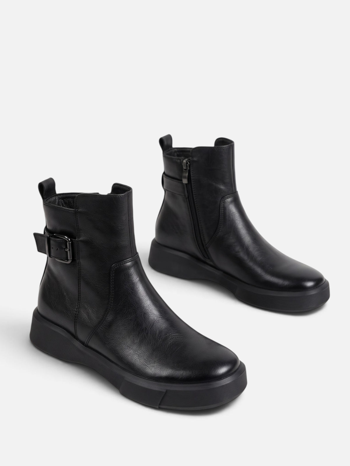 Bottines Femme Cuir Boucle Semelle Épaisse