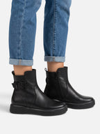 Bottines Femme Cuir Boucle Semelle Épaisse