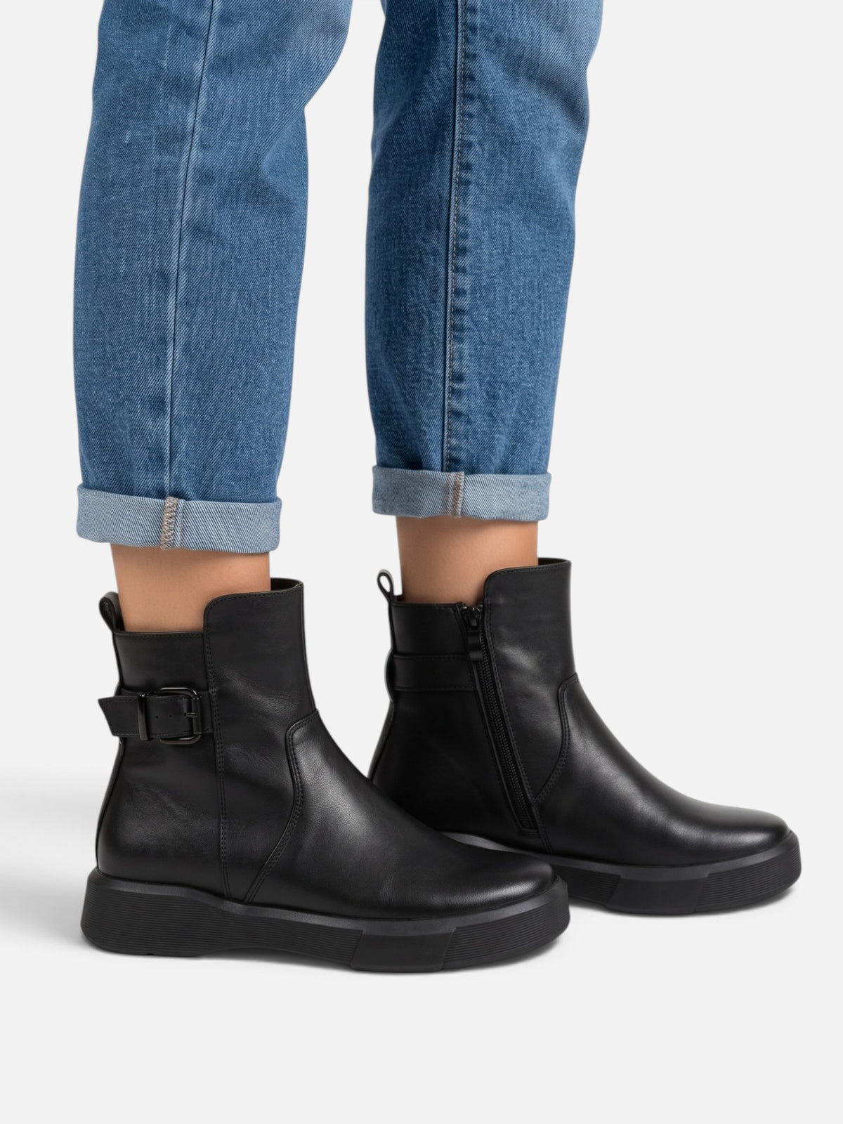 Bottines Femme Cuir Boucle Semelle Épaisse
