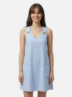 Striped summer dress for women with pockets and rings