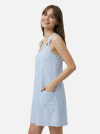 Striped summer dress for women with pockets and rings