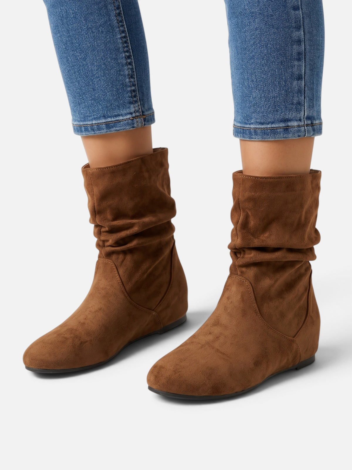Bottes Suédine Femme Slouchy Mi-Mollet