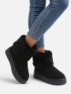 Bottines Femme Suédine Fausse Fourrure Revers Plateforme