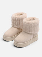 Bottines Femme Suédine Fausse Fourrure Revers Plateforme