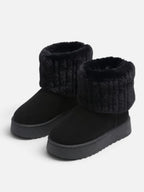 Bottines Femme Suédine Fausse Fourrure Revers Plateforme
