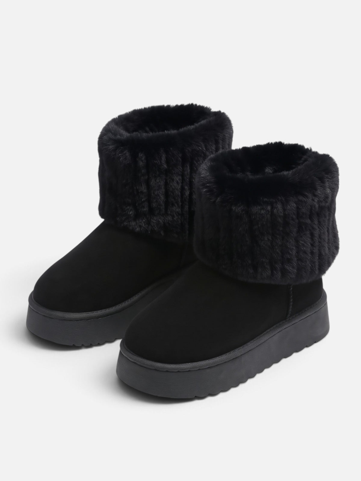 Bottines Femme Suédine Fausse Fourrure Revers Plateforme