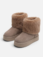 Bottines Femme Suédine Fausse Fourrure Revers Plateforme