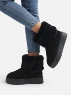 Bottines Femme Suédine Fausse Fourrure Revers Plateforme