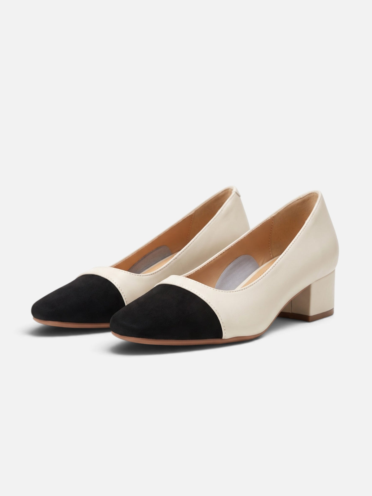 Escarpins Femme Bout Contrasté Talon Bloc