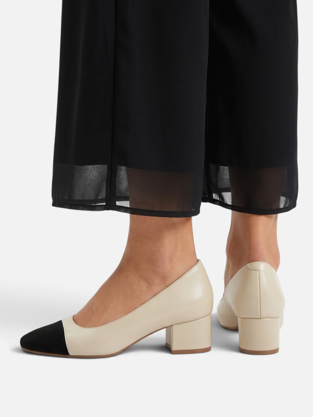 Escarpins Femme Bout Contrasté Talon Bloc