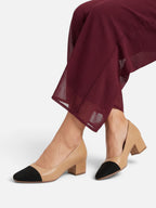Escarpins Femme Bout Contrasté Talon Bloc