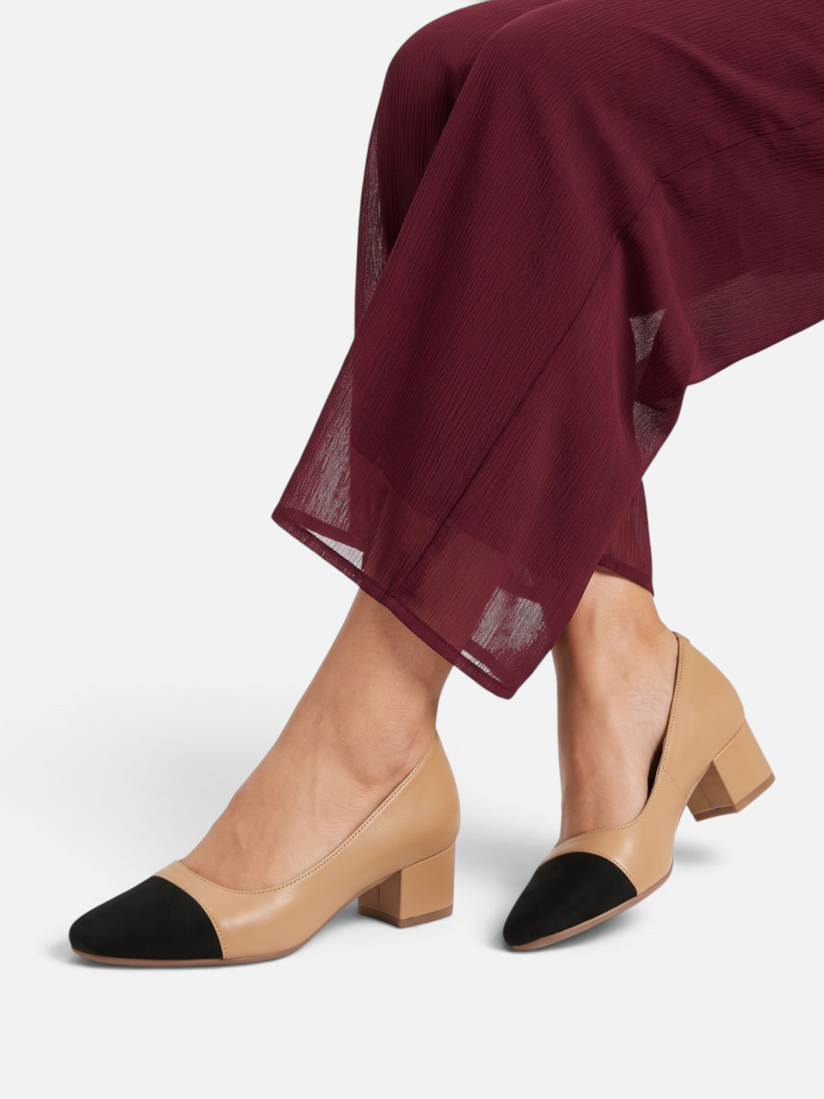 Escarpins Femme Bout Contrasté Talon Bloc