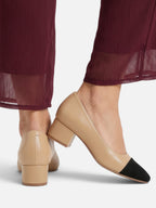 Escarpins Femme Bout Contrasté Talon Bloc
