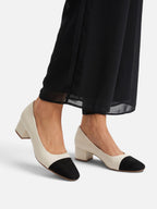 Escarpins Femme Bout Contrasté Talon Bloc