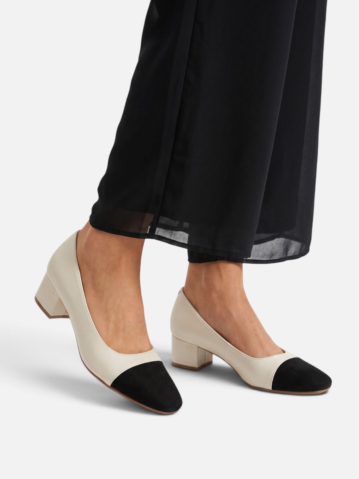 Escarpins Femme Bout Contrasté Talon Bloc
