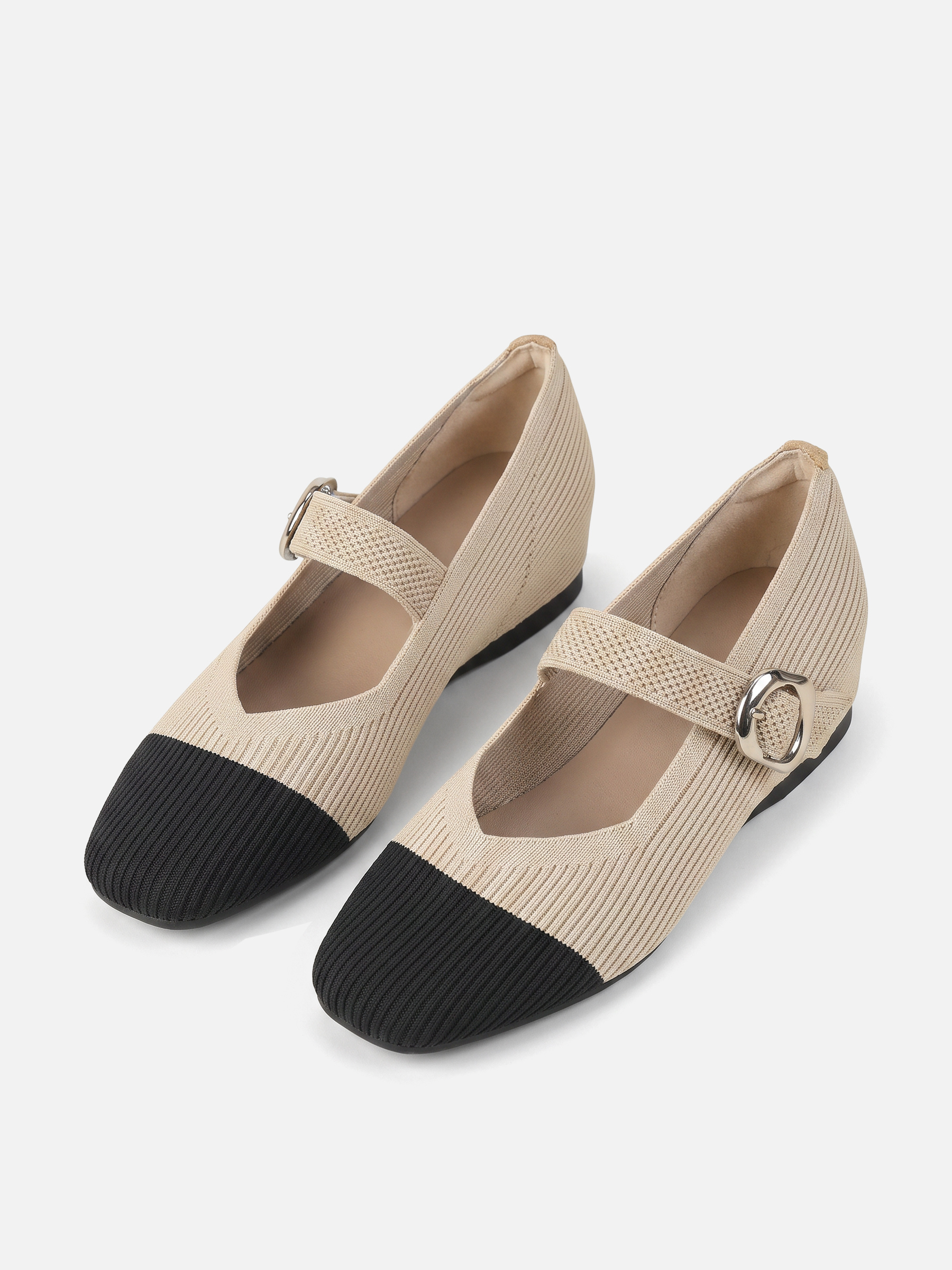 Ballerines Mary Jane Femme en Maille à Boucle