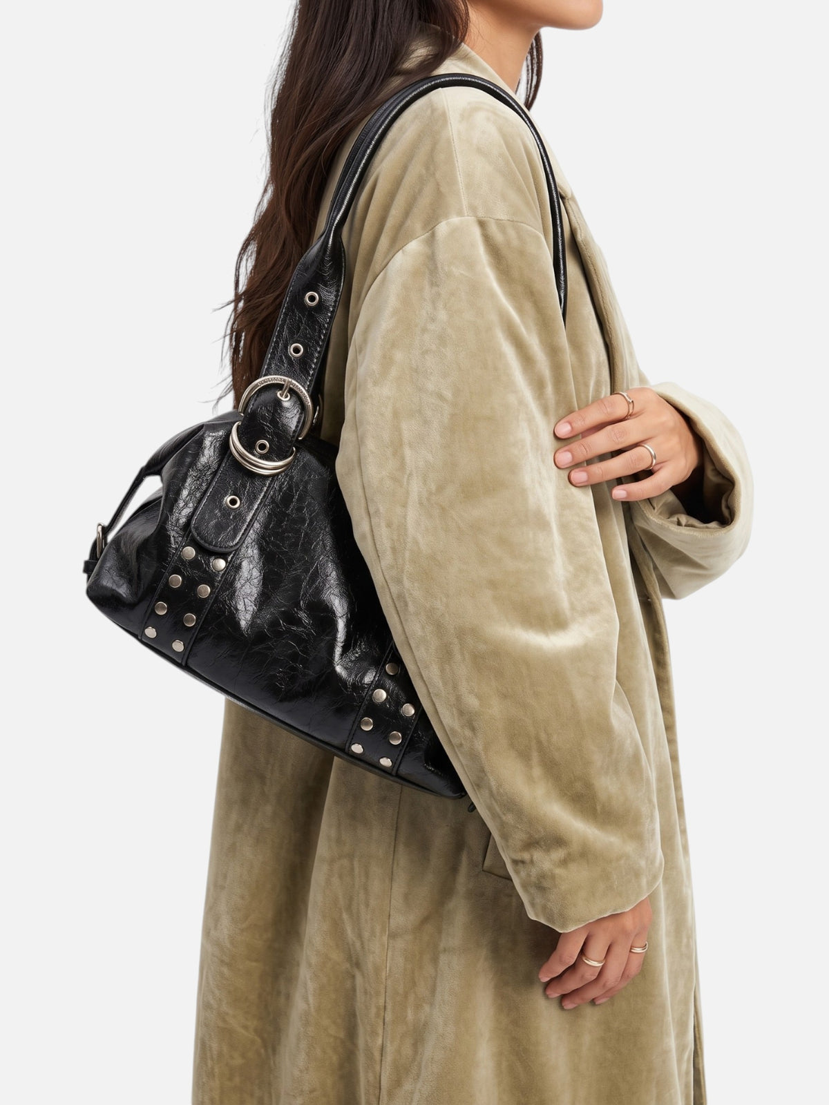 Sac Porté Épaule Femme Simili Cuir Clouté