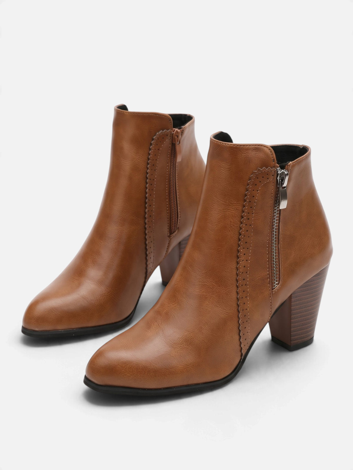 Bottines Femme Cuir Talon Carré Zip Latéral