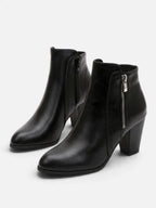 Bottines Femme Cuir Talon Carré Zip Latéral