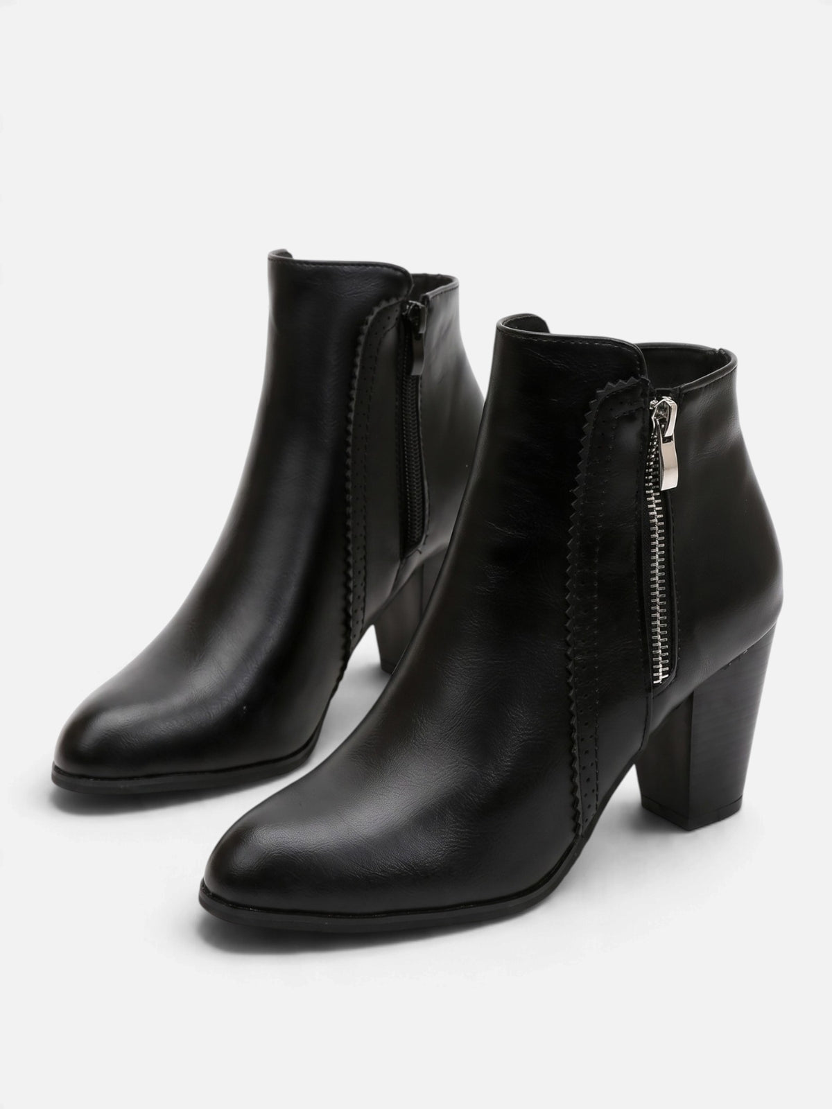 Bottines Femme Cuir Talon Carré Zip Latéral