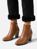 Bottines Femme Cuir Talon Carré Zip Latéral